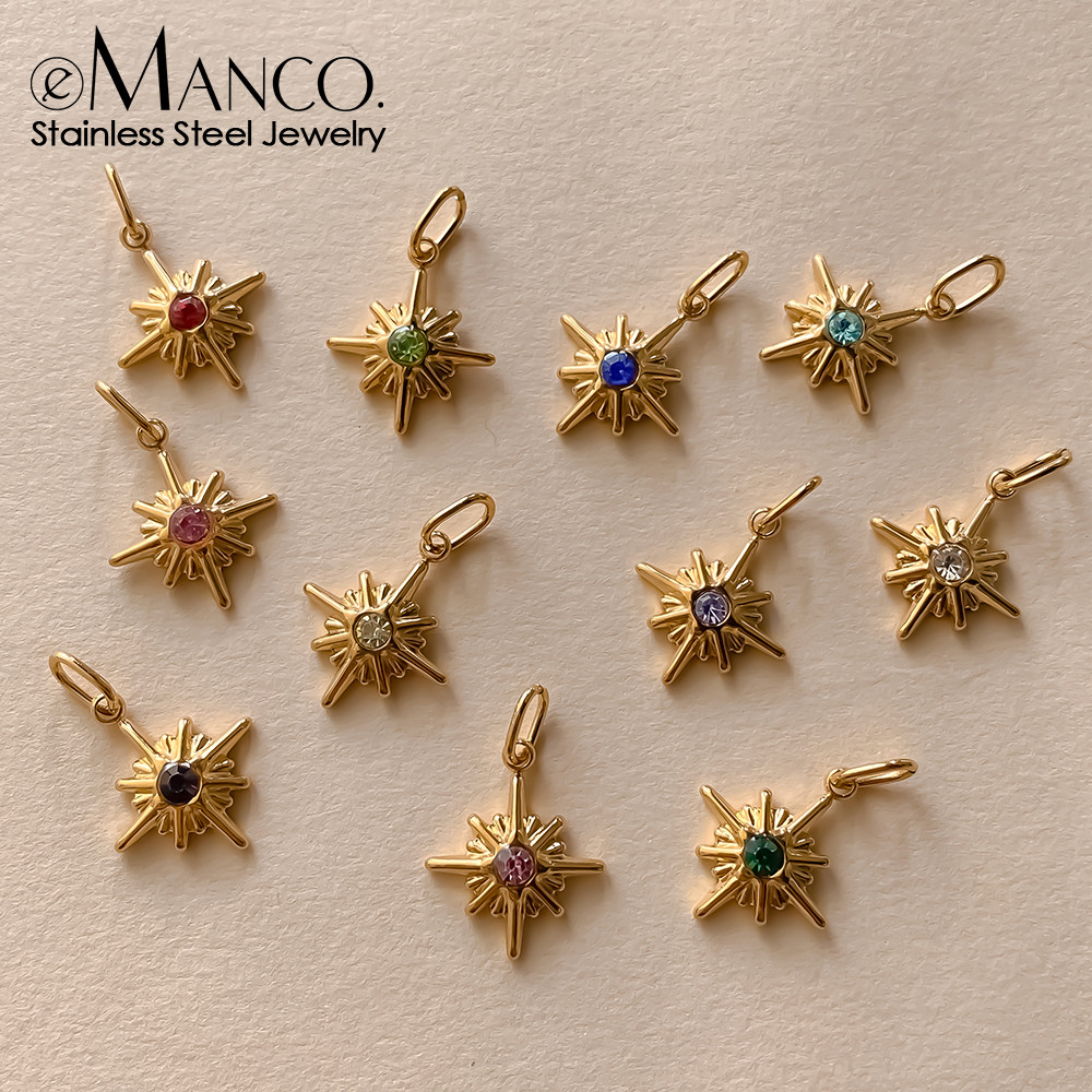 EManco Vintage Stainless Steel Star Shiny สีสัน Rhinestone Charms ทําผู้หญิง DIY สร้อยคอสร้อยข้อมือโรงงานโดยตรง