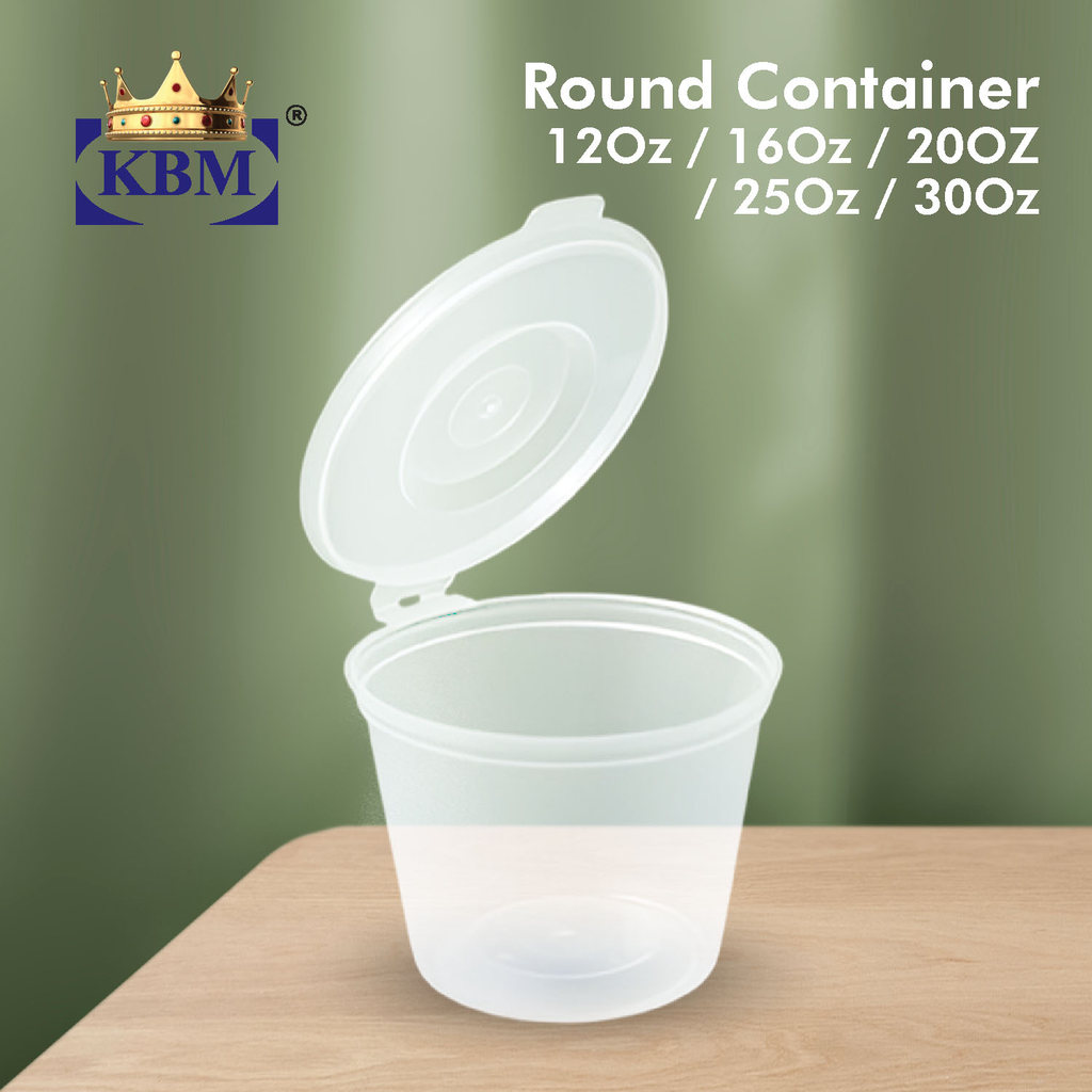 ภาชนะ (กลมพร้อมฝาปิด) – มีให้เลือก 16oz, 20oz, 25oz & 30oz