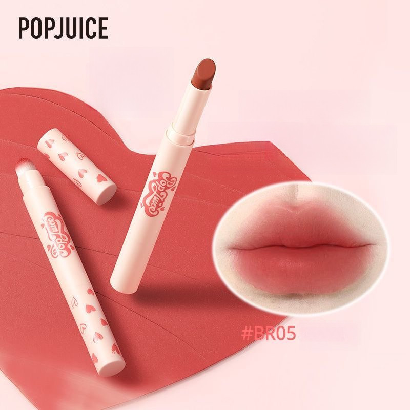 POPJUICE ลิปสติกปากกาลิปสติกแปรงลิปสองในหนึ่งสองวัตถุประสงค์ให้ความชุ่มชื้นง่ายต่อการสีไม่จางหาย