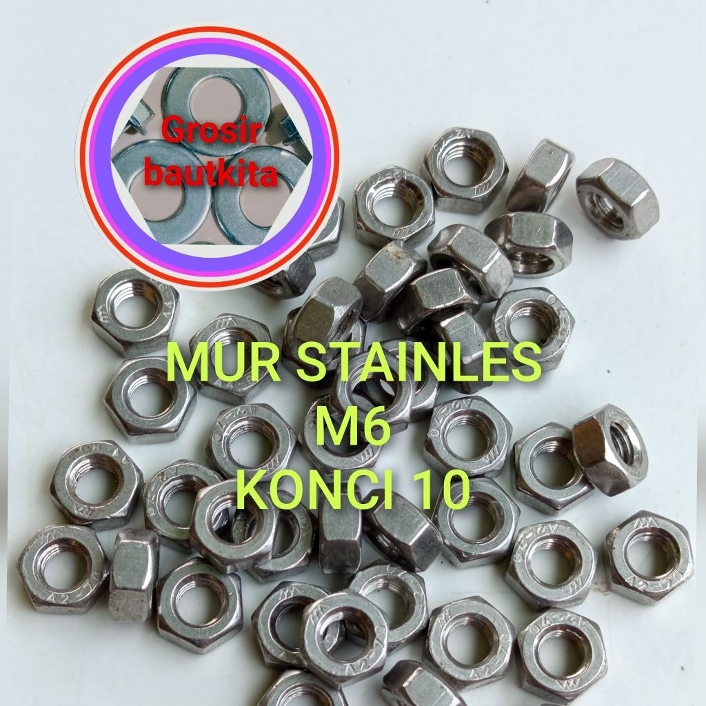 1,ชิ้น..น็อตสแตนเลส, น็อตสายฟ้าสแตนเลส, น็อต HEXA M6, 10 คีย์สําหรับทุกขนาด, M6 BOLT TYPE, 10 คีย์, 