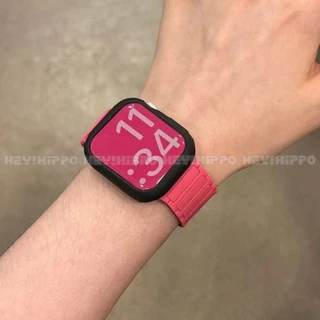 Oxford Pink Starlight Color blocked Strap เหมาะสําหรับ IWatch 49/46/45/44/42/41/40/38mm Loop Magnetic Strap เหมาะสําหรับ Smart Watch 11/SE 3/10/9/8/7/5/Ultra