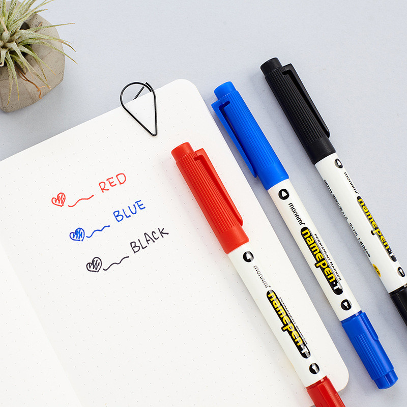 MONAMI MONAMI Double-Headed Marker 018 MONAMI Quick-Drying Marker Pen Hook Line Pen ปากกาลายเซ็น LLN