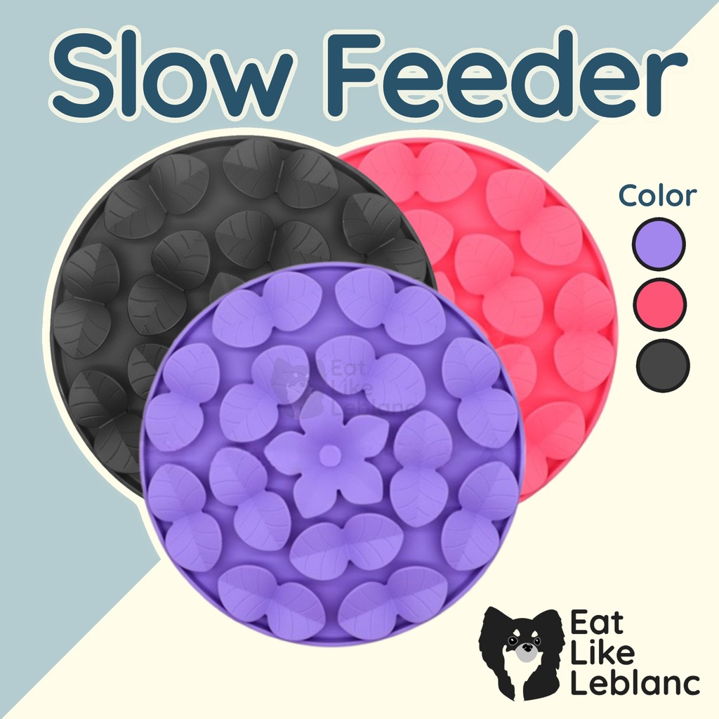 Lick Mat-Slow Feeder จานซิลิโคนชะลอการกิน สำหรับสุนัข จานกินช้า รุ่นใบไม้+ดอกไม้ LM07
