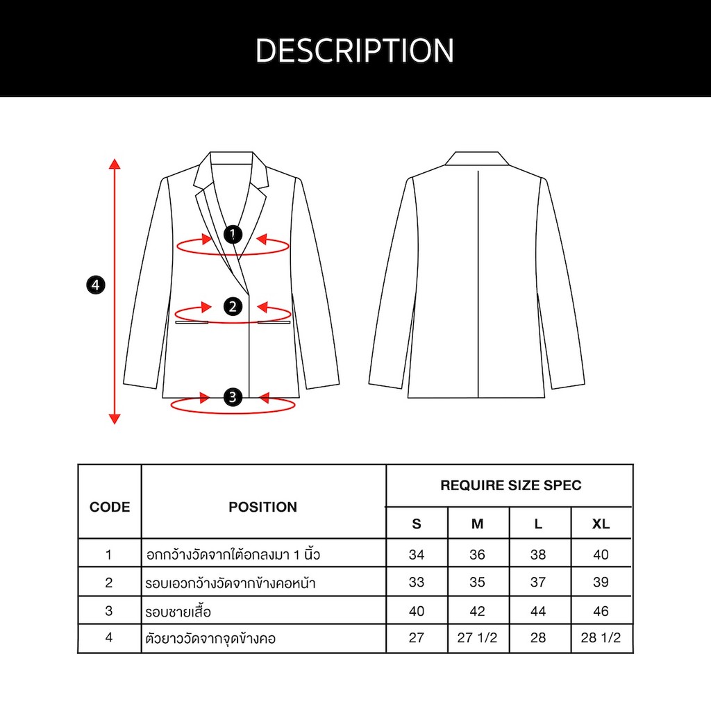 ESPADA เสื้อเบลเซอร์ลายพินสไตรป์ ผู้หญิง สีดำ | Pinstripe blazer | 05095 - รูปที่ 6