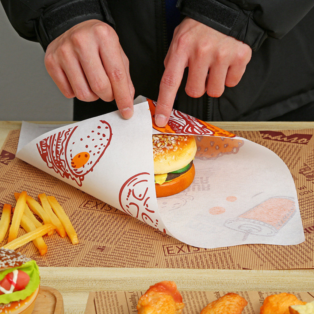 กระดาษห่อแซนวิช 100 แผ่น/แพ็ค กระดาษอบ กระดาษทอดไร้น้ำมัน กระดาษห่อแซนวิช กระดาษห่ออาหาร ทนอุณหภูมิสูง กันน้ำ ทนน้ำมัน - รูปที่ 6