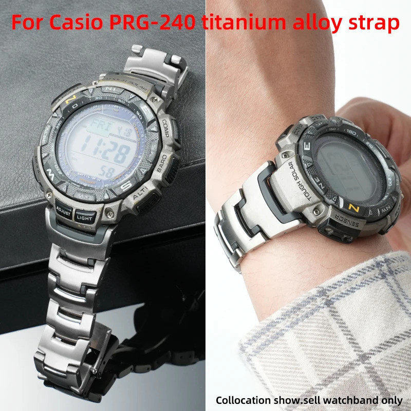 Original-Upgraded ไทเทเนียมสําหรับนาฬิกา CASIO ProTrek PRG-240 PRG-130Y PRW-1500 เปลี่ยนสายคล้องคอผู