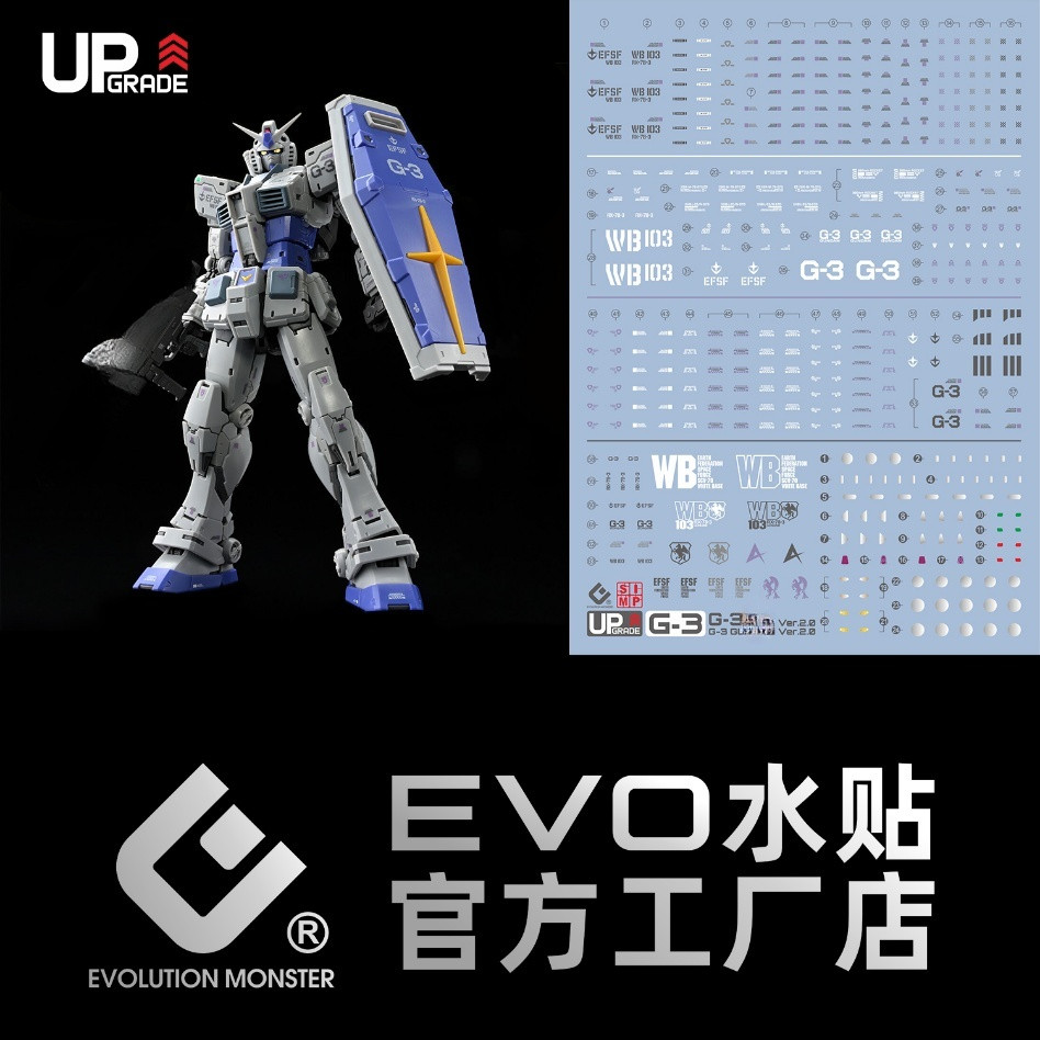 EVO RG RX-78-2 2.0 G3 G-3 สไตล์ Water Slide Decal Fluo Type (ไม่รวมชุด) EVORG057