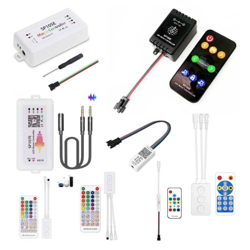 WS2812B WS2811 SK6812 LED พิกเซล Strip Light Controller ฟันสีฟ้า SP103E SP105E SP110E SP511E WIFI เพ