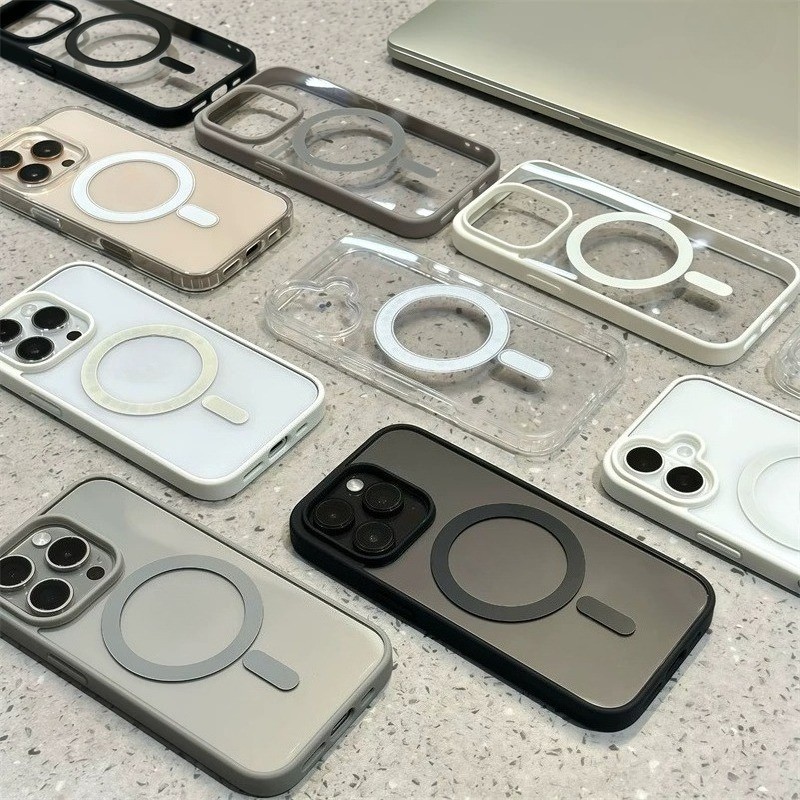 หรูหราสําหรับกรณีชาร์จไร้สายสําหรับ ไอโฟน 17อากาศ 11 12 13 14 15 16 17 มือโปร สูงสุด บวกโปร่งใสฮาร์ดปกหลัง