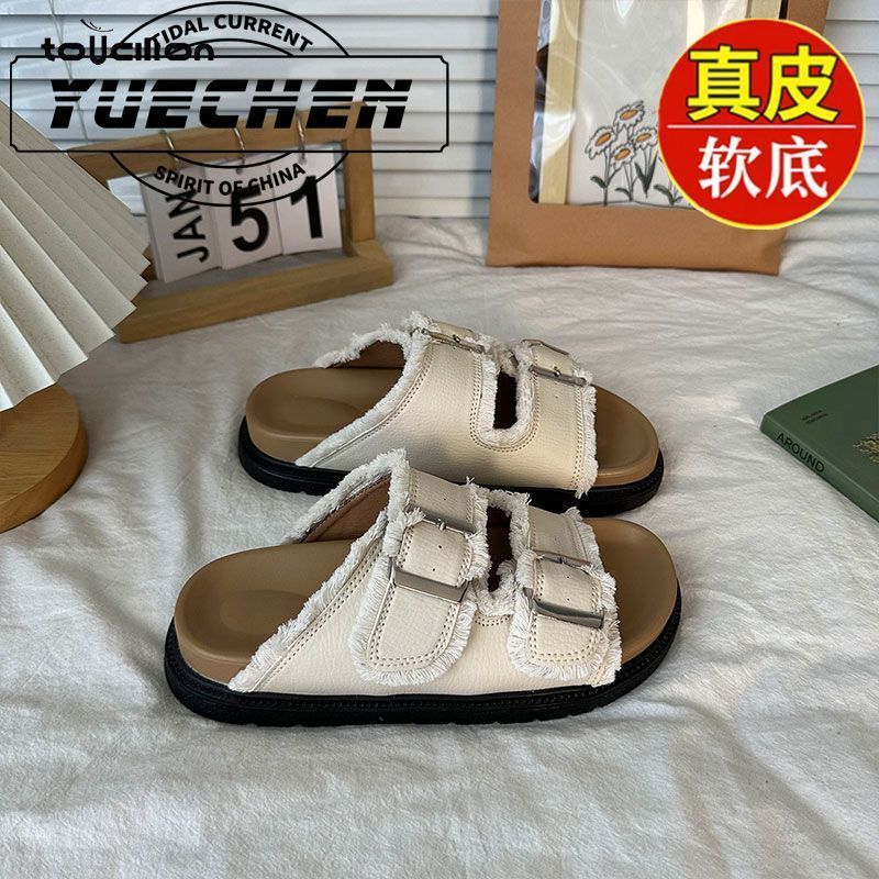 Flip-Flops ทรงเรโทรสำหรับฤดูร้อน สวมใส่ง่ายและสะดวกสบาย มีเข็มขัดแบนและหนา ออกแบบมาสำหรับสวมใส่กลางแจ้ง