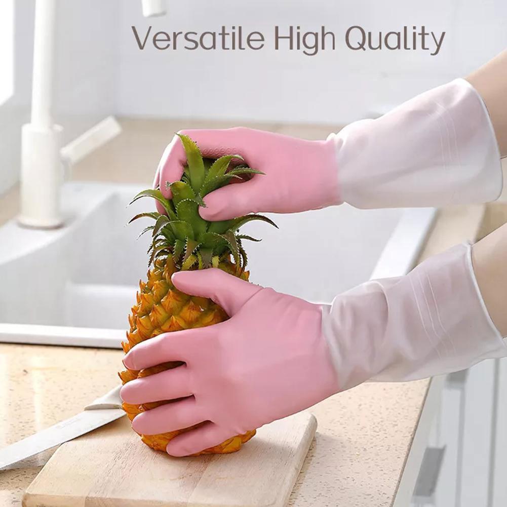 หนาและขยาย Pvc ถุงมือทํางานบ้านจานเสื้อผ้าซักผ้าคู่ Patchwork H9z8