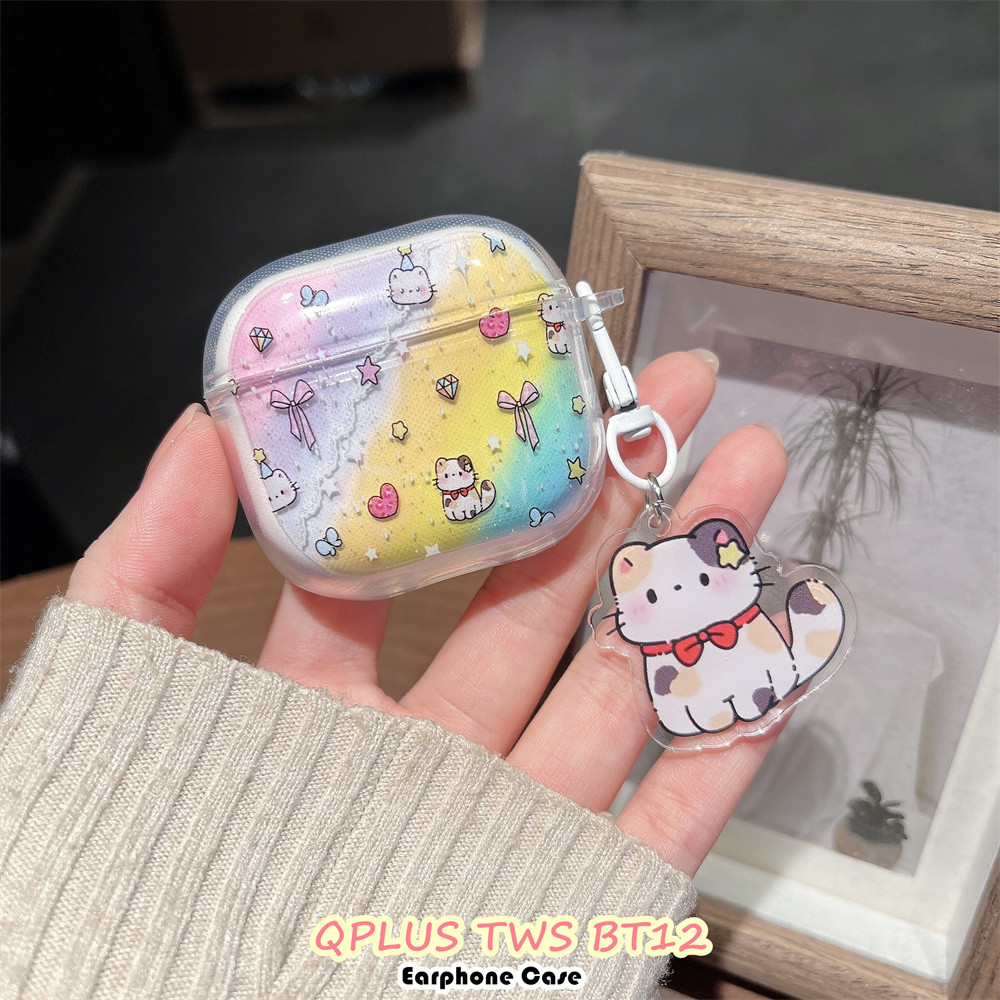 Fast ShipmentFor QPLUS TWS BT12 Casing Case Soft Silicone Headphone Case DIY Cute Cat