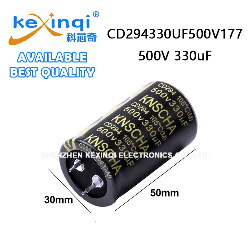 (1 ชิ้น)500V 330uF D30xL50mm 1.18x1.97in CD294330UF500V177 ตัวเก็บประจุอะลูมิเนียม Snap-In