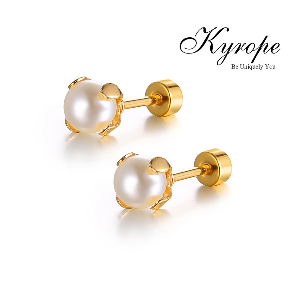 ต่างหูKyropé สแตนเลสสีทอง hypoallergenic สำหรับผู้หญิง