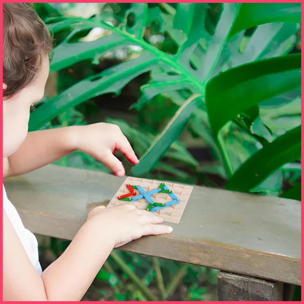 ไม้รูปร่าง Peg ปริศนาก่อสร้างการจับคู่ Pegboard ชุด Creative บล็อกชุดสําหรับ Little Boys คอลัมน์ยืดห
