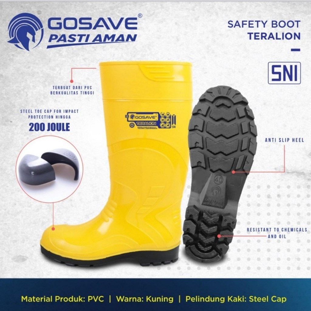 Gosave Teralion SNI Safety Rubber Boots Steel Toe Safety boots Gosave