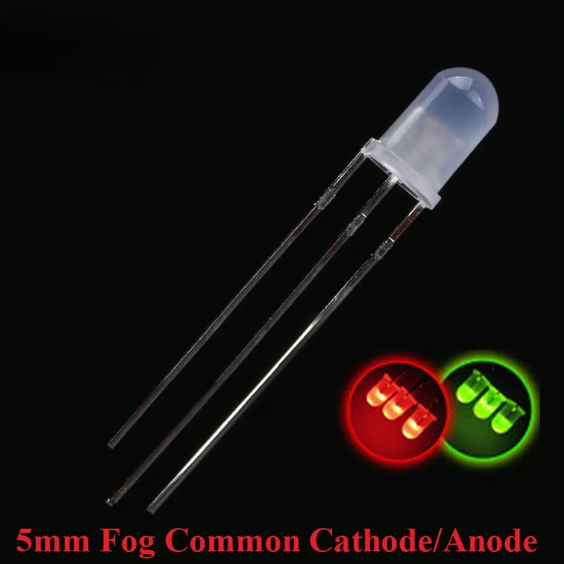 50/10pcs 5 มม.F5 หมอก LED ไดโอด Bi-สีกระจายสีแดงสีเขียวทั่วไป Cathode/Aode รอบ Emitting ไดโอดตัวบ่งชี้โคมไฟ DIP