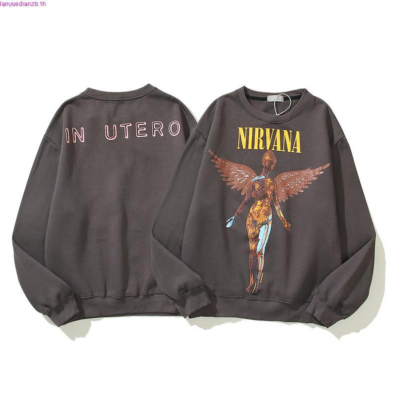 Nirvana Nirvana Angel Rock Band เสื้อกันหนาวทรงหลวมสไตล์เรโทรสําหรับผู้ชายและผู้หญิง