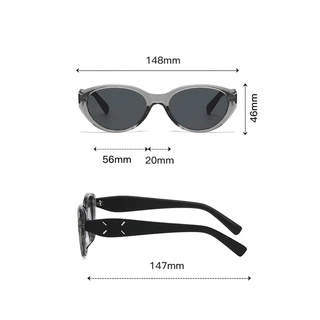 แว่นตากันแดดกรอบวงรีย้อนยุค สไตล์ตาแมวสำหรับผู้หญิง ป้องกัน UV 400