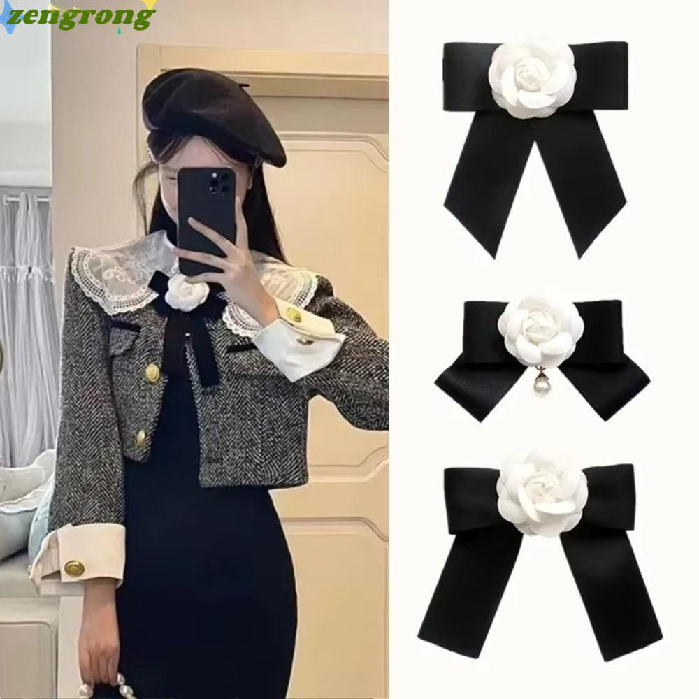 เข็มกลัดริบบิ้นซาร์ตินสีดำ แบบโบว์โน๊ต พร้อมลายดอกไม้หรูหราหลายชั้น ใช้งานได้ในงานศพและวันไว้อาลัย