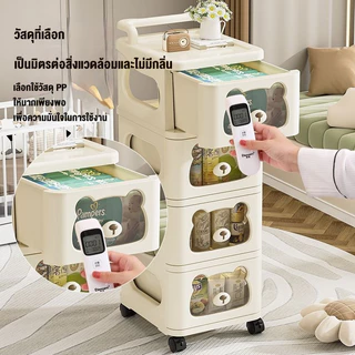 Wise ชั้นวางของอเนกประสงค์ พลาสติกพร้อมล้อ ชั้นเก็บของหลายชั้นพร้อมปุ่มสีสันสดใส เหมาะสำหรับบ้านและห้องเด็ก