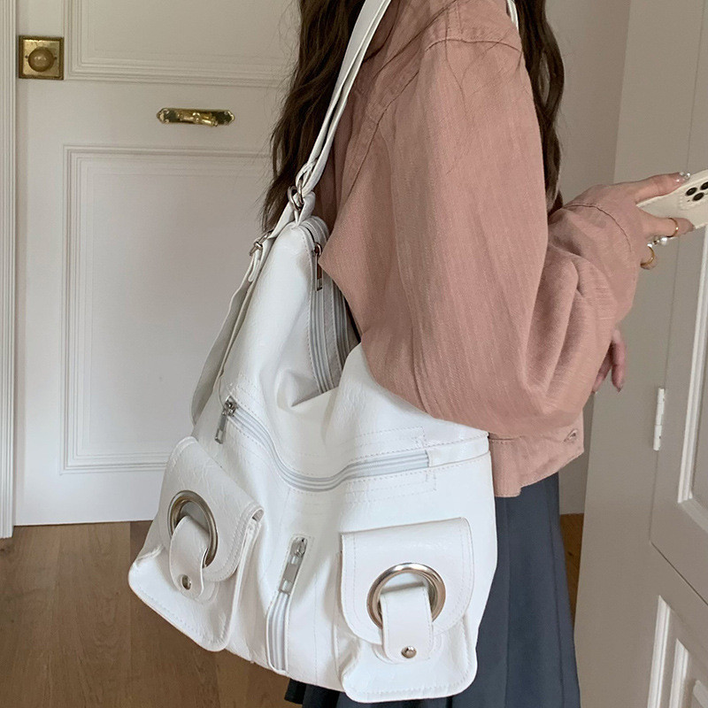 TRENDY POUCH  กระเป๋าซิปที่เรียบง่ายและมีสไตล์ PU tote bag กระเป๋าเป้สะพายหลังความจุขนาดใหญ่สําหรับเดินทางอเนกประสงค์ ราคา ถูกที่สุด ดีลบีเคเค แกลเลอรีภาพที่ 8