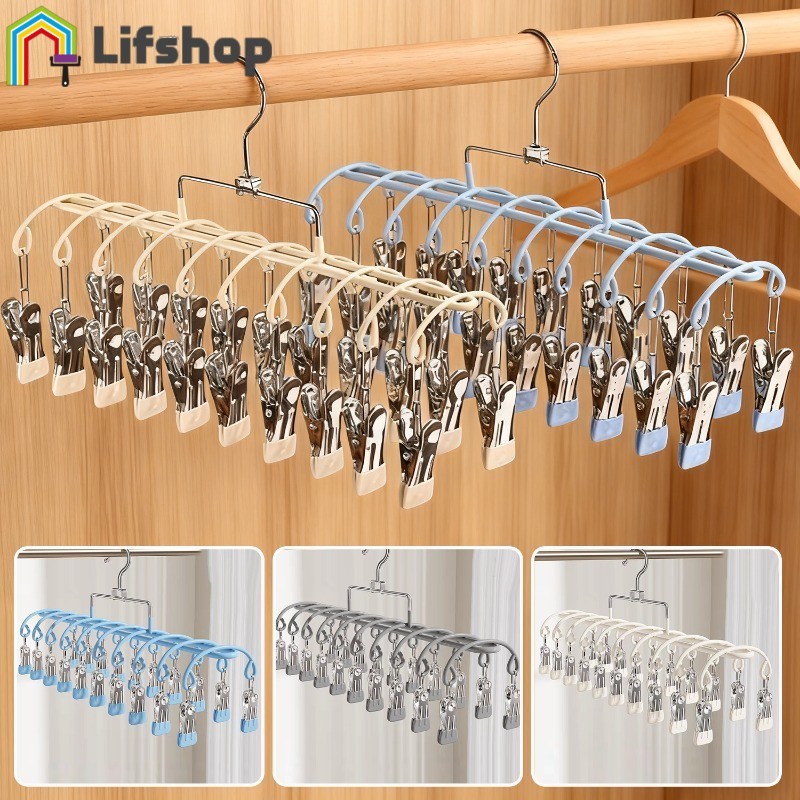 [HGB]ชั้นวางเครื่องเป่าผมหลายคลิป | 20ไม้แขวนเสื้อการออกแบบประหยัดพื้นที่,จับที่แข็งแกร่งสําหรับระเบ