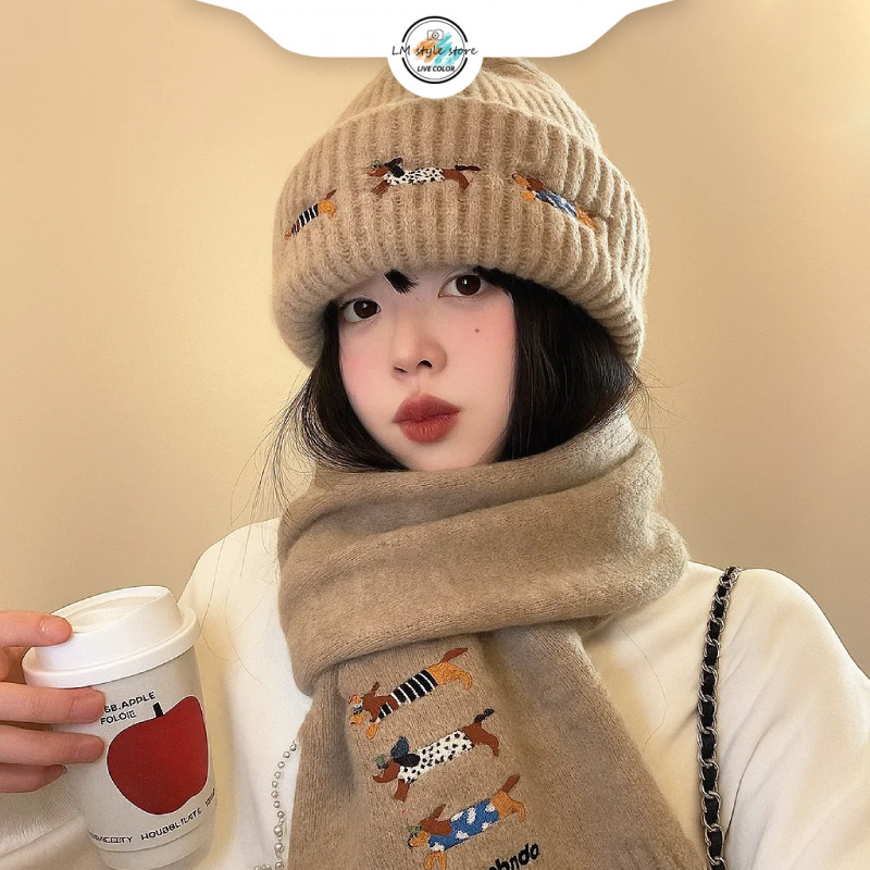 พร้อมส่ง หมวกไหมพรหม กันหนาว หมวกบีนนี่ Beanies hat คริสต์มาส ผ้าพันคอขายแยก