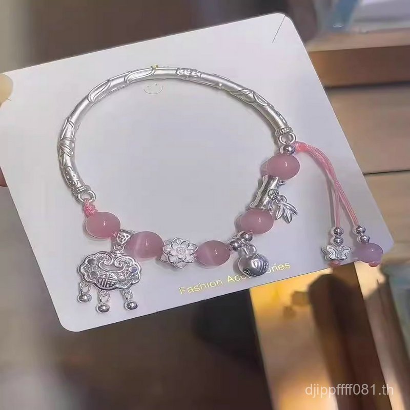 ผีเสื้อระบายน้ําสร้อยข้อมือถัก999ถ่ายทอดสดปลอดภัยล็อคเงินแท้เงินสเตอร์ลิงปรับหญิงโลตัสสร้อยข้อมือเงิ