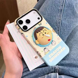 น่ารัก Crayon Shinchan 3D Pop Magnetic Stand TPU เคสโทรศัพท์สําหรับ iPhone 17/16/15/14/13/12/11, กันกระแทกกันฝุ่น Scratch-Resistant ฝาครอบป้องกัน, การ์ตูนอินเทรนด์โทรศัพท์แม่เหล็ก Ac