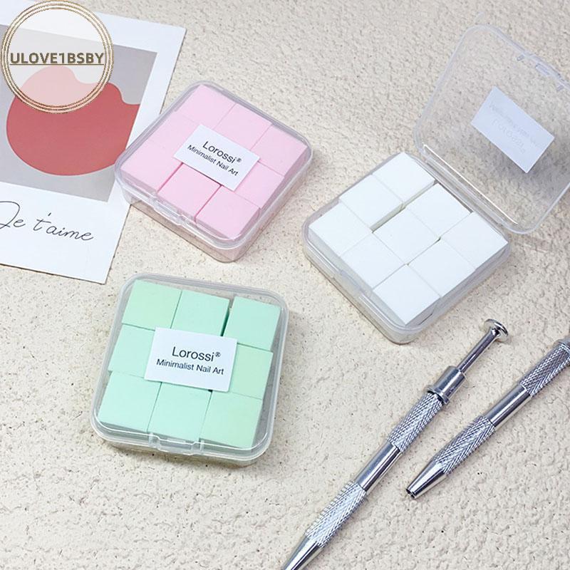 Ulove1bsby 2 ซม./0.79in Soft Nail Art ฟองน้ํา 9 ชิ้น/กล่องเล็บ Stamper Gradient Effect ภาพวาดเจล Hal