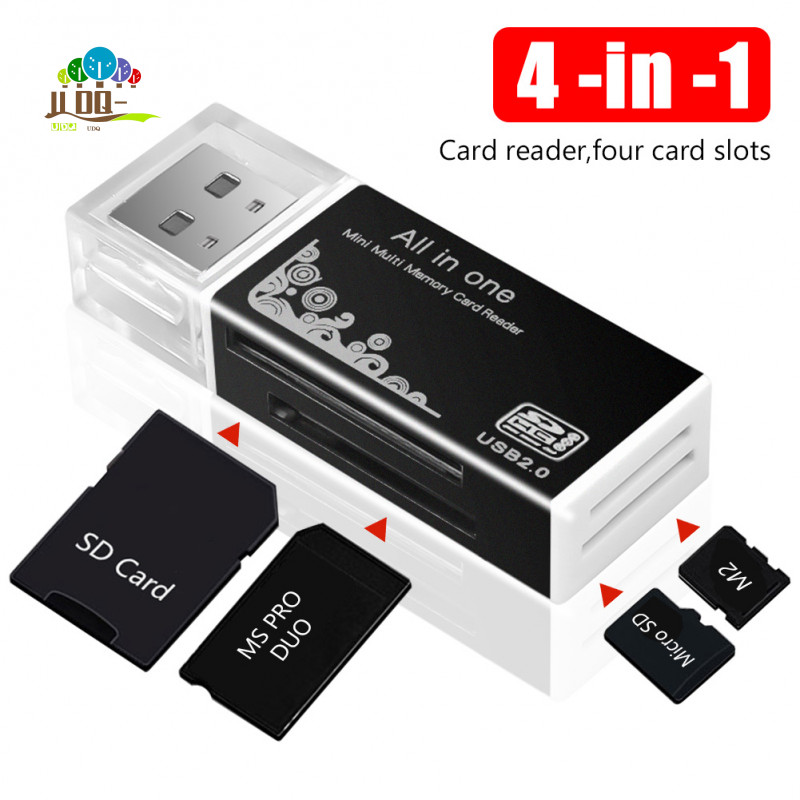 อะแดปเตอร์เครื่องอ่านการ์ด Micro SD 4 in 1 USB 2.0 สําหรับ SDHC MMC T-flash MS DUO