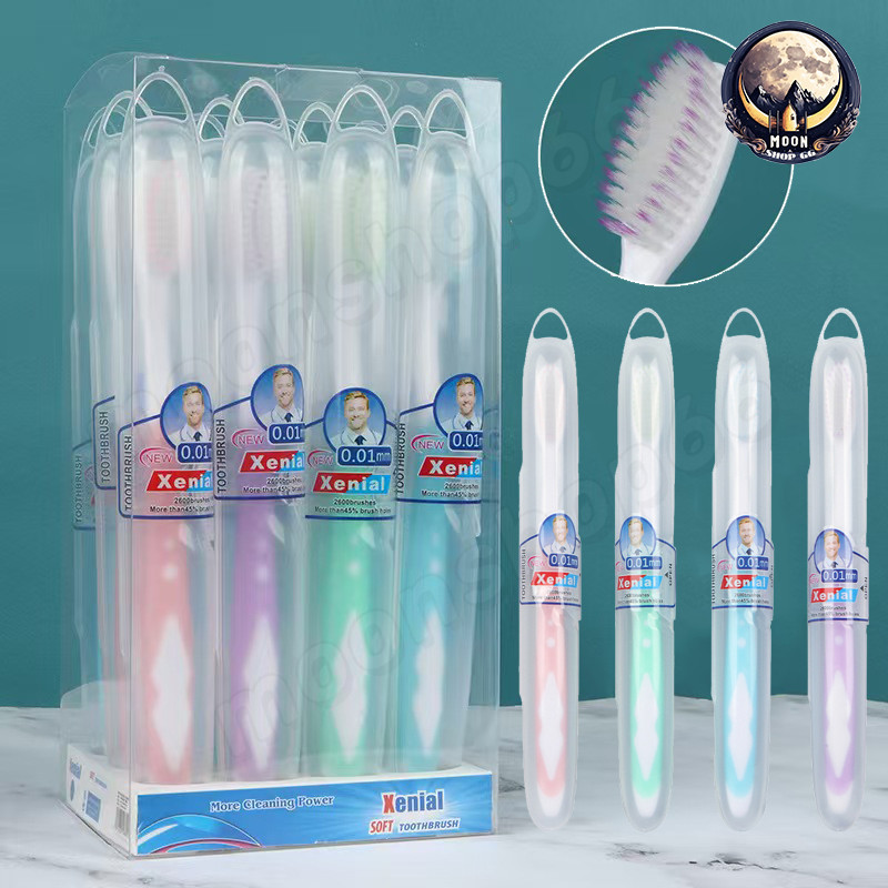 12ชึ้น แปรงสีฟันผู้ใหญ่ แปรงสีฟัน ปกป้องดูแลเหงือก เส้นใย ทำความสะอาดลึก แปรงสีฟันยกกล่อง แถมกล่องเก็บแปรงทุกด้าม