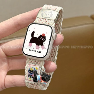 Dachshund จี้ออกแบบใช้งานร่วมกับ iWatch 11/SE3/10/9/8/7/6/5/4/3/2/1 ทอแม่เหล็ก Clasp Band เหมาะกับ 49/46/45/44/42/41/40/38 มม.