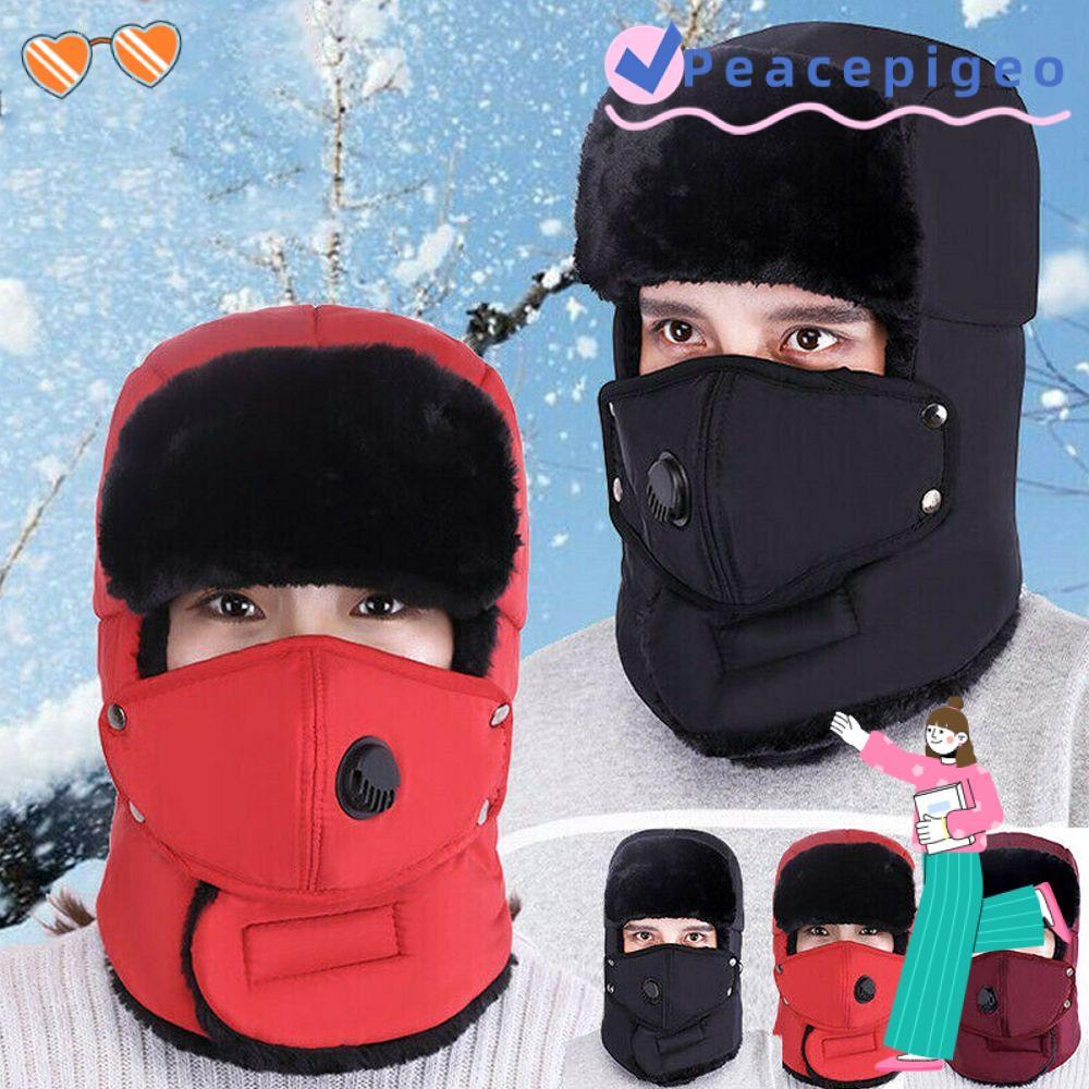 PEACEPIGEO Trapper Hat Warm Ushanka Fur Earflap Winter Bomber Hat