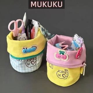 MUKUKU กระเป๋าเครื่องเขียนพกพา ผ้าคอตตอนลายน่ารัก ใช้ใส่ดินสอหรือเครื่องสำอางได้