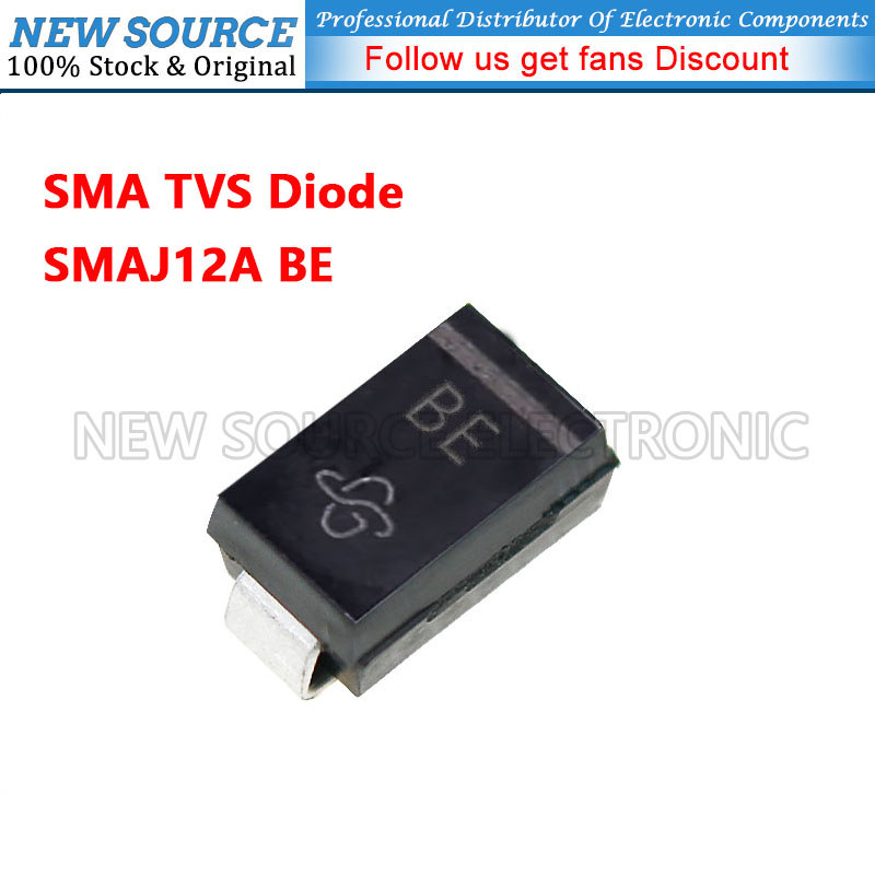 [20-100 ชิ้น] SMAJ12A BE SMA TVS Diode SMD ไดโอดสนับสนุนแรงดันไฟฟ้าทิศทางเดียวแหล่งใหม่