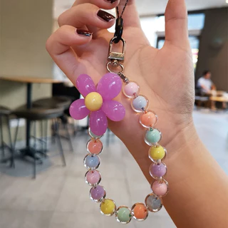 365mallshop(057）สายคล้องโทรศัพท์ ห่วงโซ่โทรศัพท์มือถือลูกปัด ดอกไม้ลูกปัดโซ่