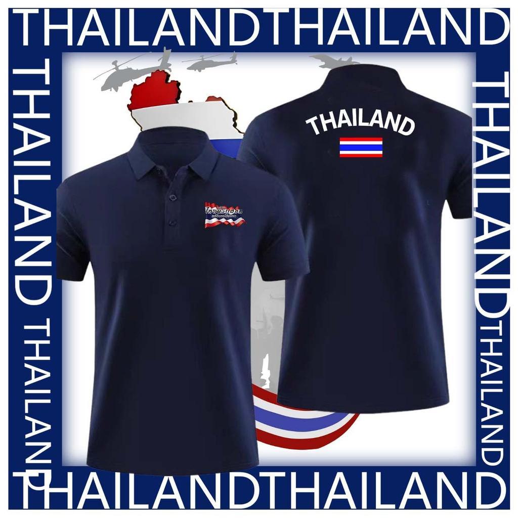เสื้อโปโลพิมพ์ลายธงชาติไทย PL คอตตอนแท้ แขนสั้น สวมใส่สบาย ยูนิเซ็กส์ ไซส์ S-3XL