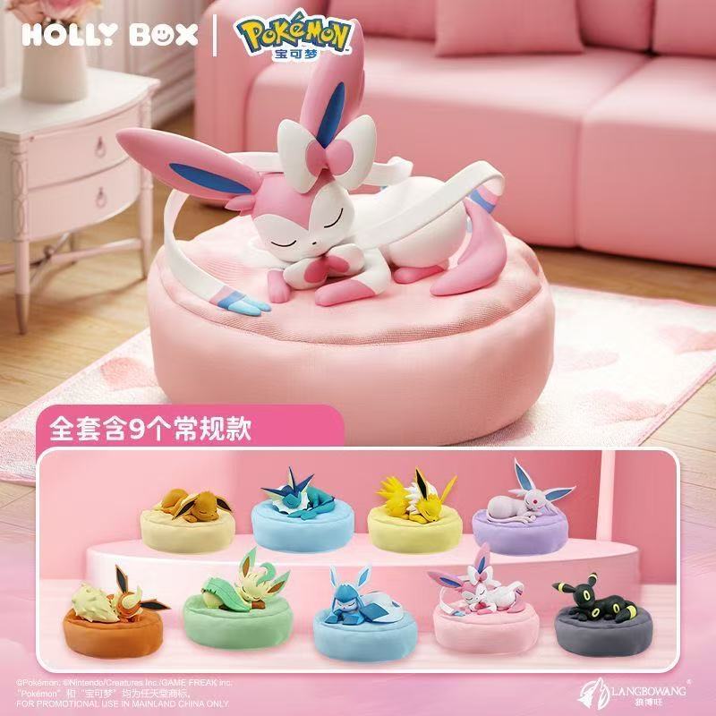 (สมบูรณ์ box) Pokemon Eevee sleeping pose figurines 9 กล่องสุ่ม ของขวัญปีจฉิม