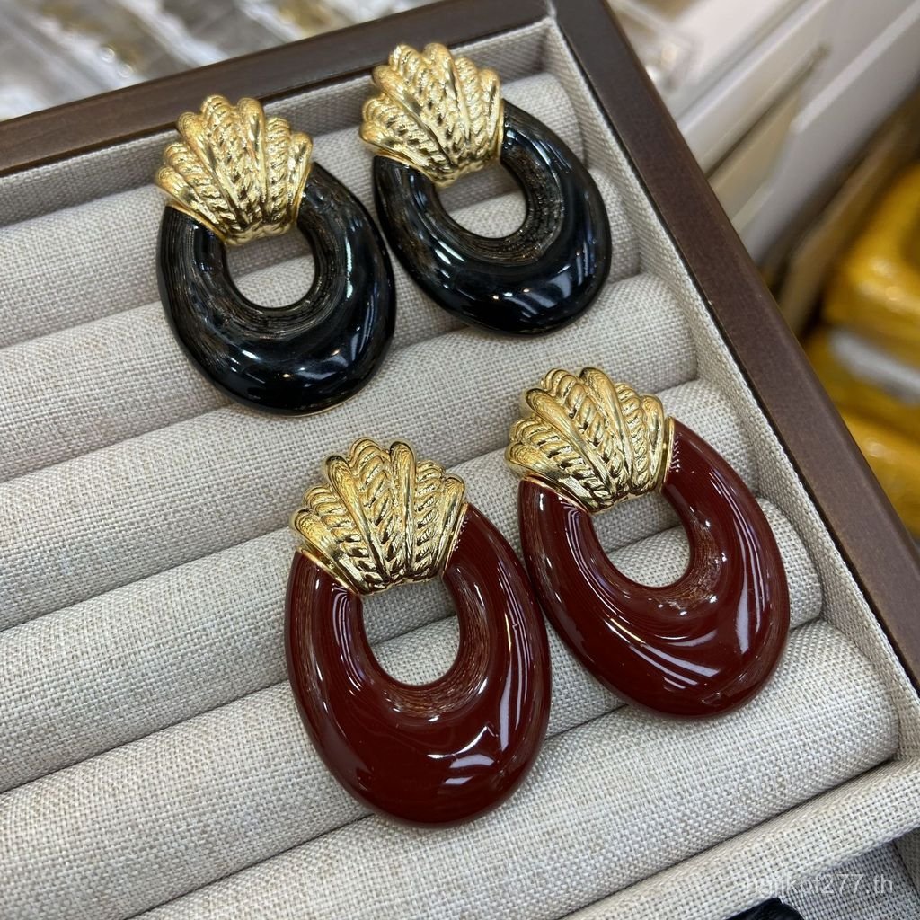 ต่างหู High-End Encore แบบ U-Shaped Hollow สไตล์เรโทร สีแดง สร้อยคอแฟชั่นใหม่ IBP0