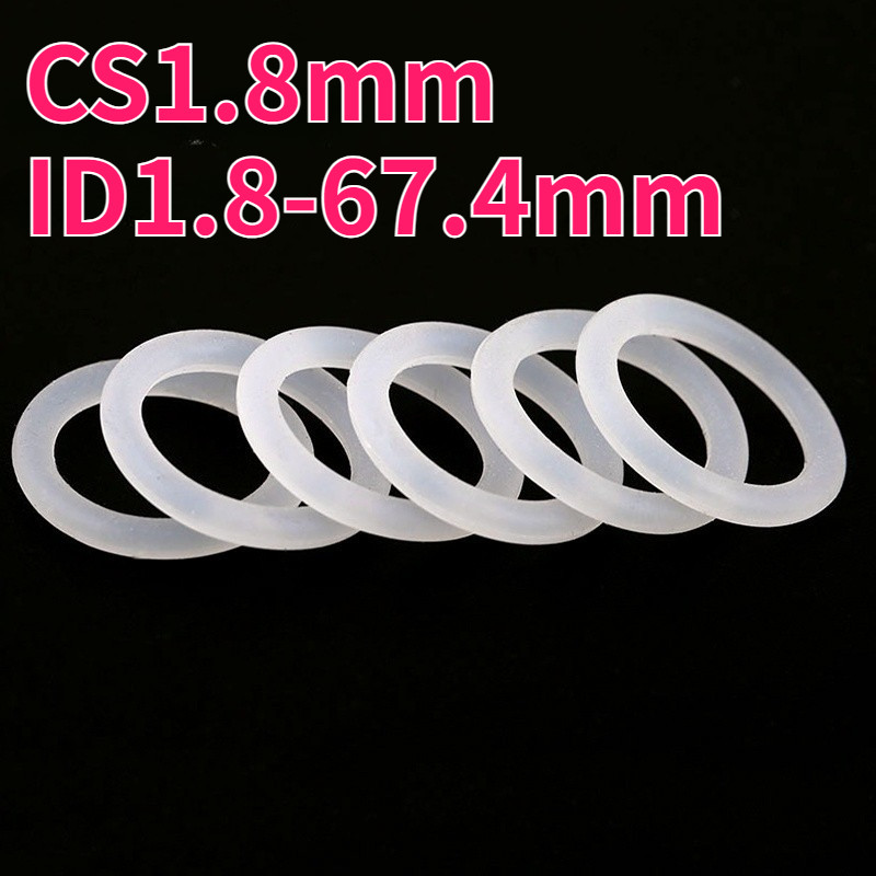 O-ring ปะเก็น CS1.8mm*ID1.8-67.4mm O-ring แหวนซิลิโคนสีขาวซีลเกรดอาหารแหวนยางกันน้ําปะเก็นยืดหยุ่น99