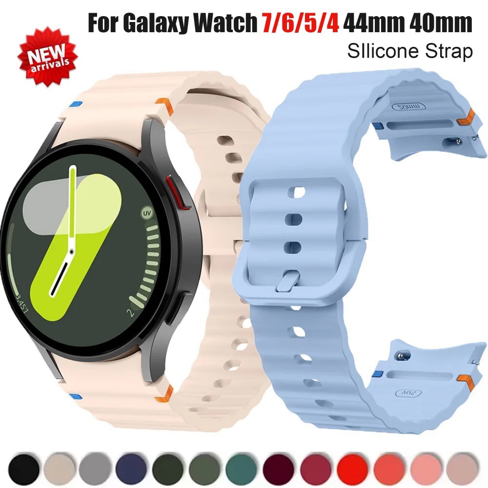 สายรัดซิลิโคนอ่อนนุ่มสําหรับ Samsung Galaxy Watch 7 FE 6 4 5 Pro 45 มม.40 มม.44 มม.ไม่มี Gap Man สร้อยข้อมือกีฬาสําหรับ Wacth 5/4 สายคลาสสิก