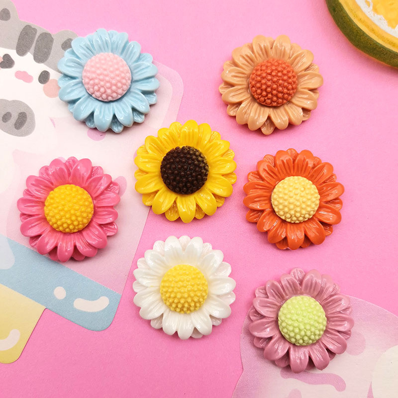 10ชิ้นการ์ตูนเคลือบเงาดอกทานตะวันเรซิ่นอุปกรณ์ทําเองครีมกาวเคสโทรศัพท์หัวเชือกกิ๊บถ้วยน้ําแพทช์