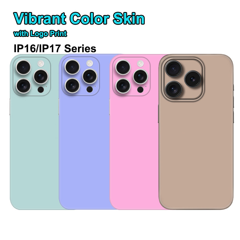 Vibrant สีโลโก้ Decal ผิวสําหรับ iPhone 16 17 Pro Max กลับหน้าจอป้องกันฟิล์ม Wrap Matte สติกเกอร์