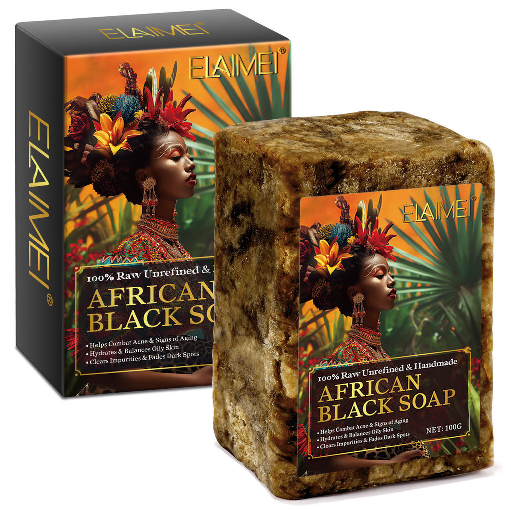 New Product#1Box Price Buy2Send1]Genuine Cross-Border ELAIMEI African black soap nourishes, moisturi