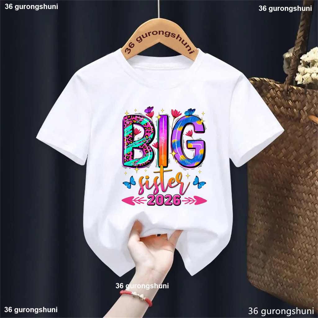 Big Sister Loading 2026 girls T-shirt, Promoted To Big Sister Tshirt, Cute Announcement Kids Shirt, Kawaii Girl'S Clothe
