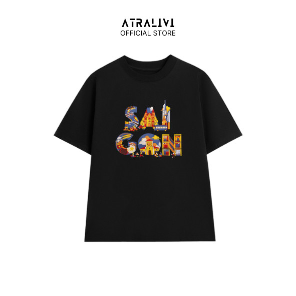 เสื้อยืดโอเวอร์ไซส์พิมพ์ลายตัวอักษรเสื้อยืดทรงหลวมคุณภาพสูง ATRALIVI OVS-27 ผ้าคอตตอนลดวัย