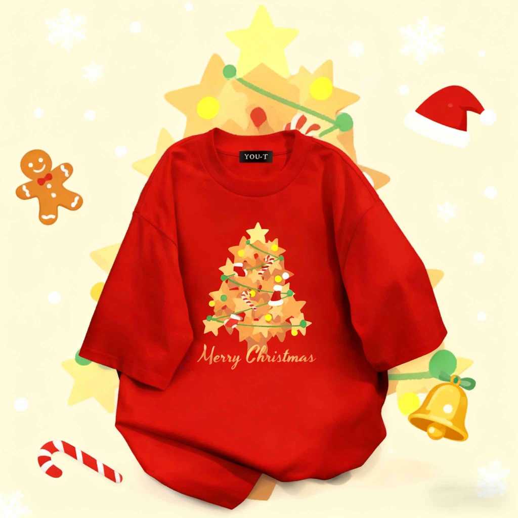 🌷Su.Tee🌷 สื้อยืด oversize เสื้อแฟชั่น เกาหลี โคตรนุ่ม ผ้าคอตตอน ลาย "Christmas tree" สินค้าใหม่ 2025