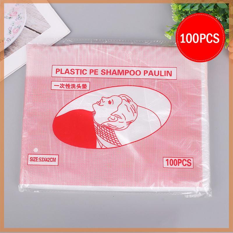 [savemoneyeveryday] 100 ชิ้นร้านทําผมทิ้งแผ่นสระผมกันน้ําถุงแชมพูใสเคปผมทําความสะอาดผ้าคลุมไหล่ [vn]